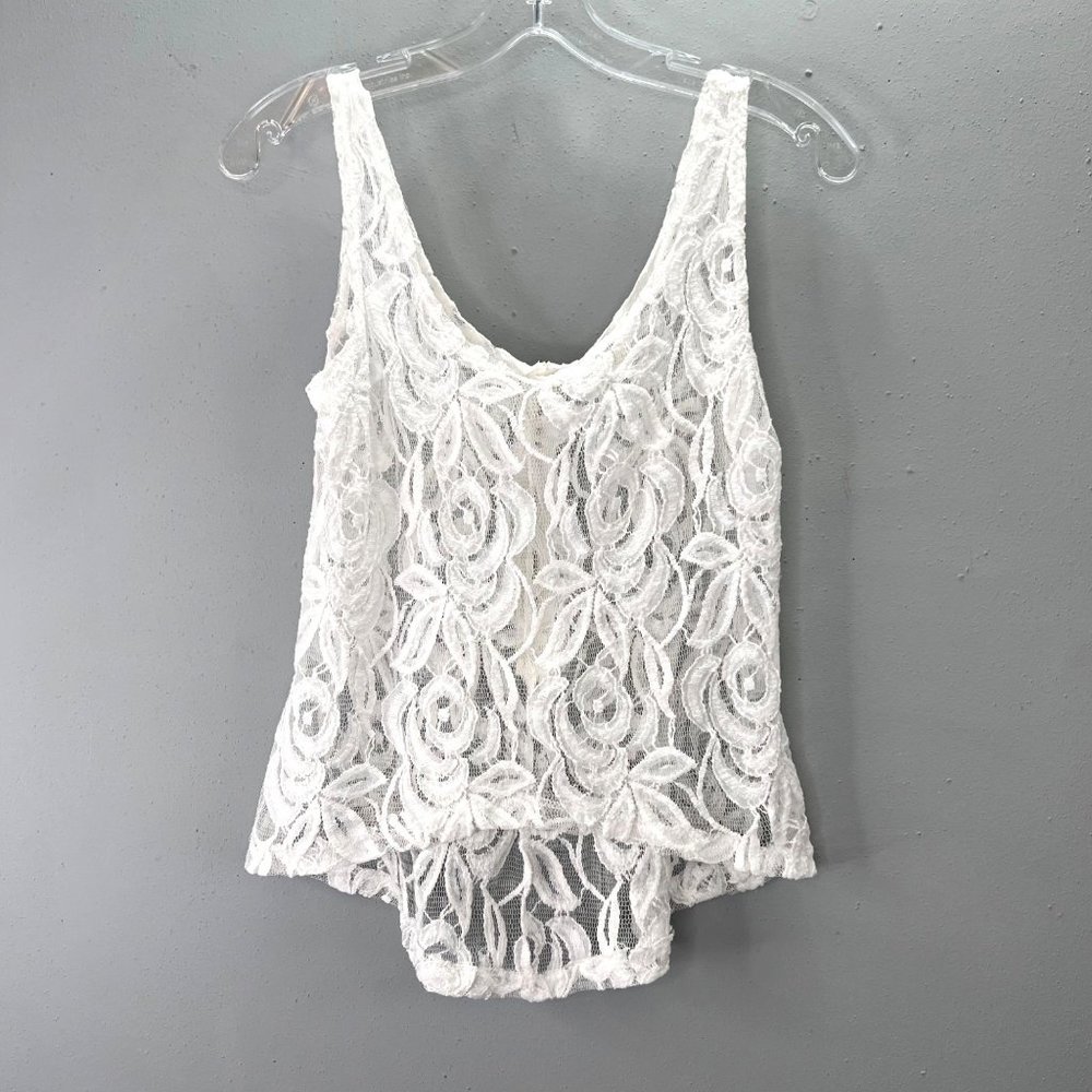 Threads Lace Tank Top White size XS Flowy Boho Exposed Zipper FLAW